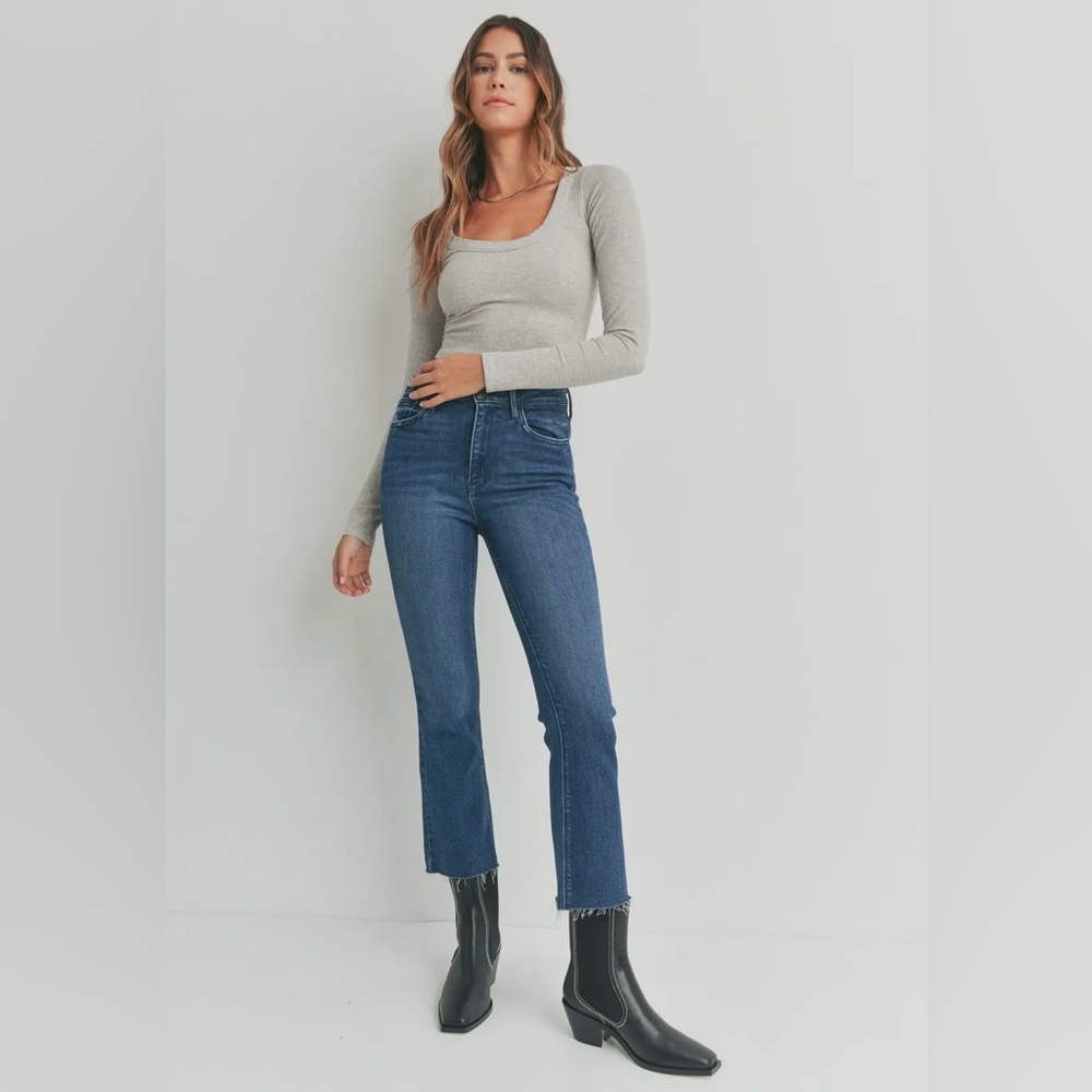 Just Black Dark Wash High Rise crop flare